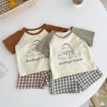 【73-100cm】半袖Tシャツ＆ショートパンツセット ベビー 恐竜 プリント