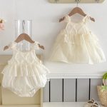 【66-100cm】ロンパースorワンピース ベビー レースプリンセス