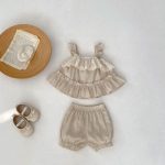 【66-100cm】セットアップ ベビー フリルキャミ＆無地ショートパンツ