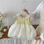 【73-100cm】ワンピース ベビー 丸襟 バルーン