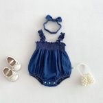 【66-90cm】キャミロンパース ベビー デニム  無地