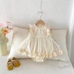 【66-90cm】ロンパース ベビー ローズ フリル かわいい