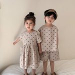 【80-130cm】セットアップorワンピース ノースリーブ ドット