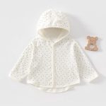 【73-100cm】カーディガン ベビー 可愛い フード付き ドット
