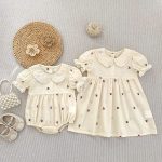 【66-90cm】ロンパースorワンピース 姉妹服 可愛いフラワー