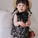 【66-100cm】セットアップ ベビー 小花柄 ノースリープ