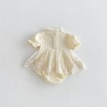 【66-90cm】ロンパース ベビー 蝶結び クリーム レース - 画像 (9)