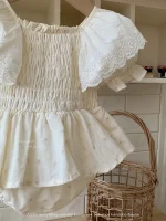 【66-90cm】ロンパース ベビー レース パフスリーブ 小花柄 - 画像 (13)