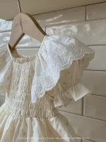 【66-90cm】ロンパース ベビー レース パフスリーブ 小花柄 - 画像 (8)