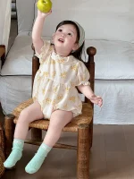 【66-90cm】ロンパース ベビー バック リボン 小花柄 - 画像 (12)
