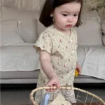 【73-110cm】セットアップ ベビー フリル 小花柄 - 画像 (2)