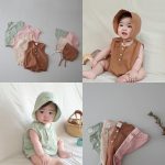 【66-90cm】ロンパース ベビー 無地 ノースリーブ ボンネット付き - 画像 (2)