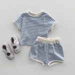 【73-120cm】Tシャツシ&ョートパンツ ベビー カジュアル ボーダー柄 - 画像 (4)