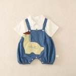 【73-100cm】ペット&シャツ ベビー 恐竜 デニム サロ - 画像 (6)