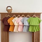 【80-130cm】セットアップ ベビー 無地 薄手 ガーゼ - 画像 (3)