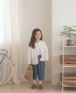 【73-100cm】パンツ ベビー 韓国風 七分丈 ストライプORシンプル - 画像 (15)
