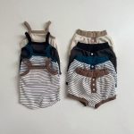 【73-100cm】セットアップ ベビー ボーダーキャミソール&ショートパンツ - 画像 (2)