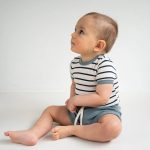 【66-90cm】ロンパース ベビー カラーパイピング ボーダー柄 - 画像 (8)