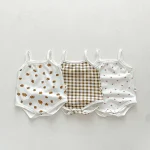 【66-90cm】ロンパース ベビー チェックor小花柄 キャミソール - 画像 (3)