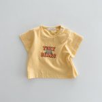 【73-100cm】半袖Tシャツ ベビー アルファベット クマ柄 プリント - 画像 (8)