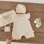 【66-90cm】ロンパース ベビー ワッフル レース フリル - 画像 (13)