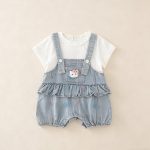 【66-90cm】セットアップ ベビー ライトブルー デニム サロペット - 画像 (4)