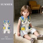 【66-90cm】ロンパース ベビー ストライプ クマ かわいい - 画像 (3)