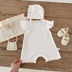【66-90cm】ロンパース ベビー ワッフル レース フリル - 画像 (12)