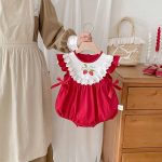 【66-90cm】ロンパース ベビー イチゴ柄 レッド - 画像 (7)
