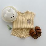 【80-130cm】セットアップ カラフル ストライプ 熊 シンプル - 画像 (10)