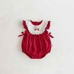 【66-90cm】ロンパース ベビー イチゴ柄 レッド - 画像 (4)