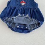 【66-90cm】ロンパース ベビー キノコ デニム ノースリーブ - 画像 (8)