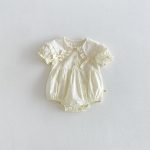 【66-130cm】ロンパースorワンピース ベビー 姉妹服 クリーム ダブル蝶結び - 画像 (3)
