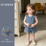 【73-100cm】セットアップ ベビー デニム チェック - 画像 (3)