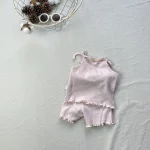 【73-100cm】セットアップ ベビー 韓国風 肩リボン - 画像 (7)