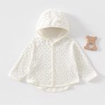 【73-100cm】カーディガン ベビー 可愛い フード付き ドット - 画像 (2)