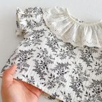 【66-100cm】セットアップ ブラック フラワー サロペット＆シャツ - 画像 (12)