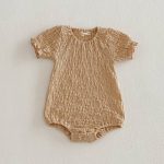 【66-90cm】ロンパース ベビー 無地 シワ加工 伸縮性 - 画像 (5)