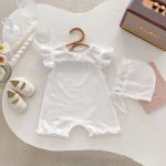 【66-90cm】ロンパース ベビー ワッフル レース フリル - 画像 (6)
