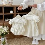【66-130cm】ロンパースorワンピース ベビー 姉妹服 クリーム ダブル蝶結び - 画像 (10)