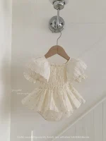【66-90cm】ロンパース ベビー レース パフスリーブ 小花柄 - 画像 (19)