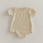 【66-90cm】ロンパース ベビー 無地 シワ加工 伸縮性 - 画像 (3)
