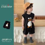 【66-90cm】ロンパース ベビー ブラック ペンギン オールインワン - 画像 (3)