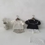 【66-90cm】ロンパースorトップス ベビー 韓国風 フリル襟 - 画像 (5)