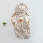 【66-100cm】セットアッ プ ベビー 韓国風 ドット＆チェック3点 - 画像 (11)