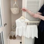 【73-120cm】セットアップ ベビー 折り襟 可愛い ホワイト - 画像 (9)