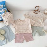 【80-130cm】セットアップ ハートTシャツ&ボーダーショーツセット カジュアル - 画像 (8)