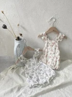 【66-90cm】ロンパース ベビー 小花柄 サロペット - 画像 (10)