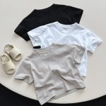 【80-130cm】半袖Tシャツ キッズ服 ベーシック 無地 クルーネック - 画像 (2)