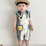 【66-90cm】ロンパース ベビー ストライプ クマ かわいい - 画像 (7)